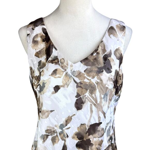 Alex Evenings Brown and White Watercolor Floral Tank Top and Jacket Set - Picture 12 of 16
